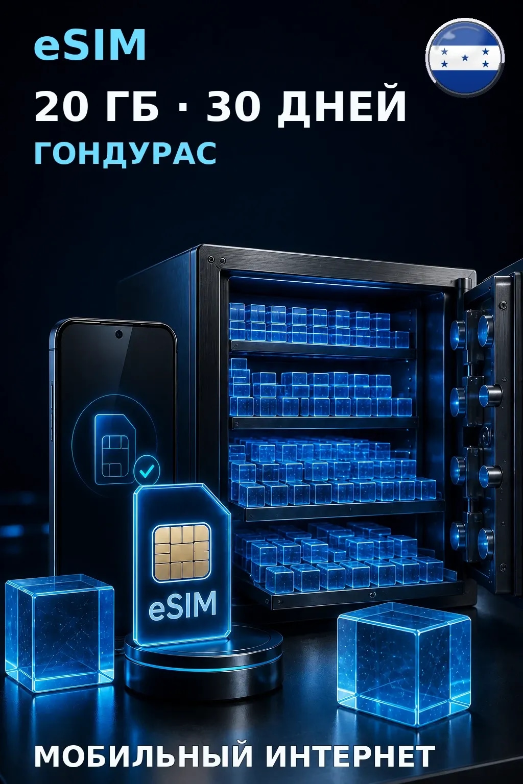 eSIM Гондурас — 20 ГБ, 30 дней — интернет