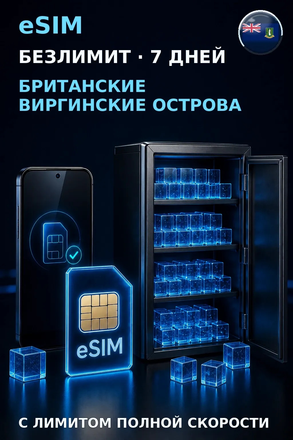 eSIM Британские Виргинские Острова — БЕЗЛИМИТ, 7 дней — интернет