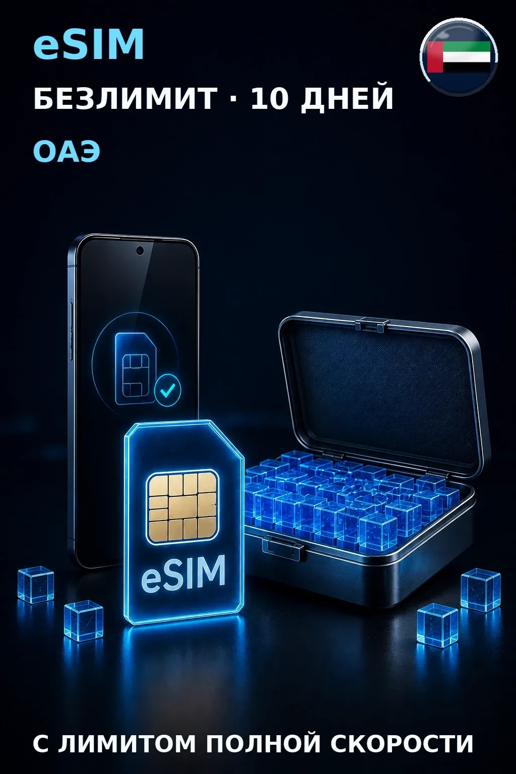 eSIM ОАЭ — БЕЗЛИМИТ, 10 дней — интернет