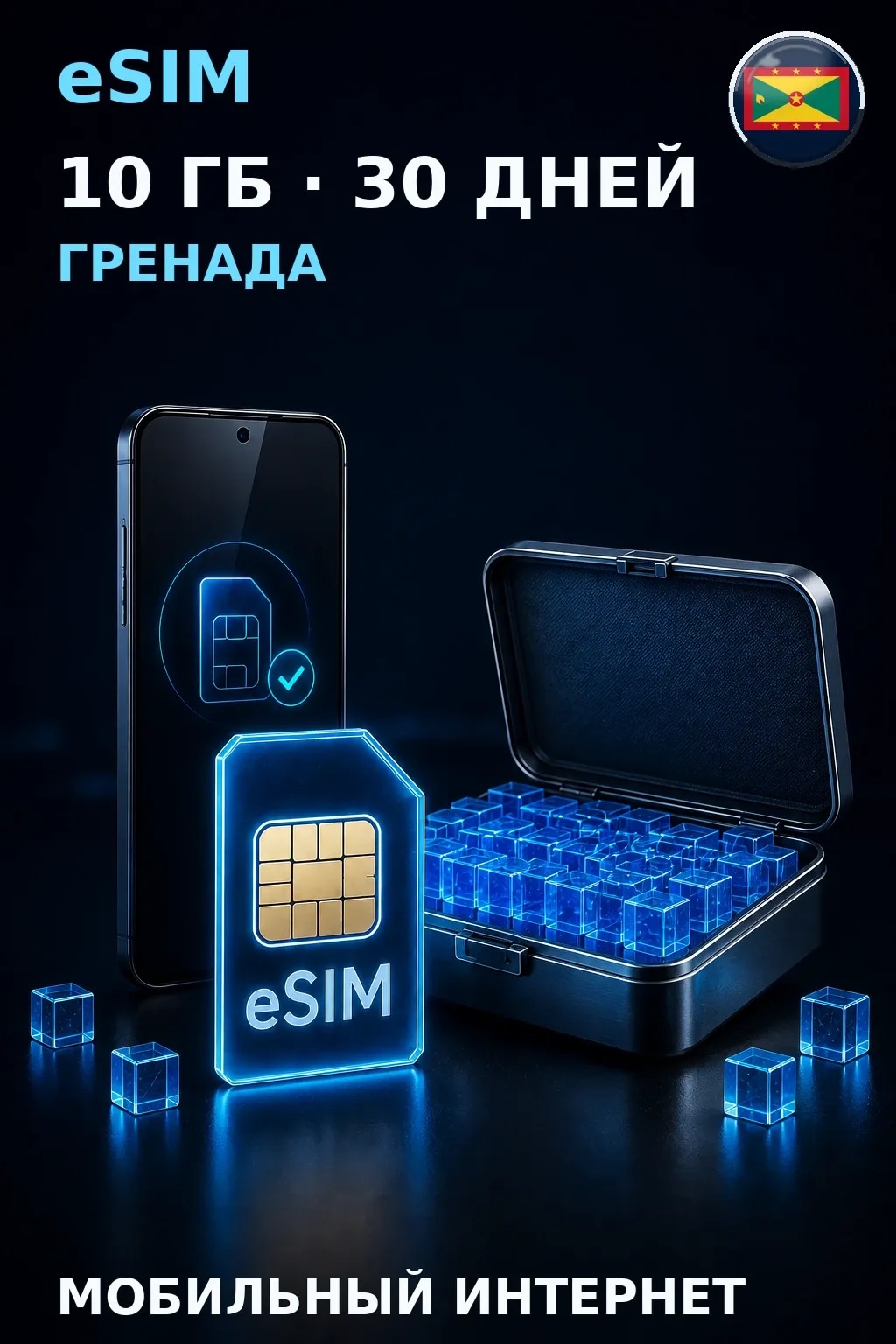 eSIM Гренада — 10 ГБ, 30 дней — интернет