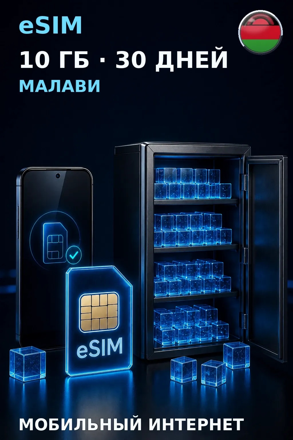eSIM Малави — 10 ГБ, 30 дней — интернет